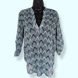 Lush Sheer Geometric 3/4 Sleeve Top